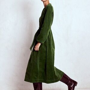 BODEN Ros Panelled Cord Midi Dress Elegant Green Corduroy | size 6